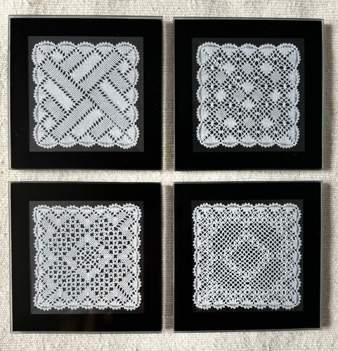 Torchon lace glass - torchon, coaster
