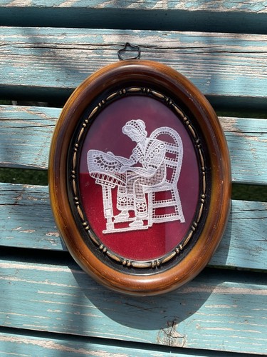 Vintage oval shaped - vintage, framed